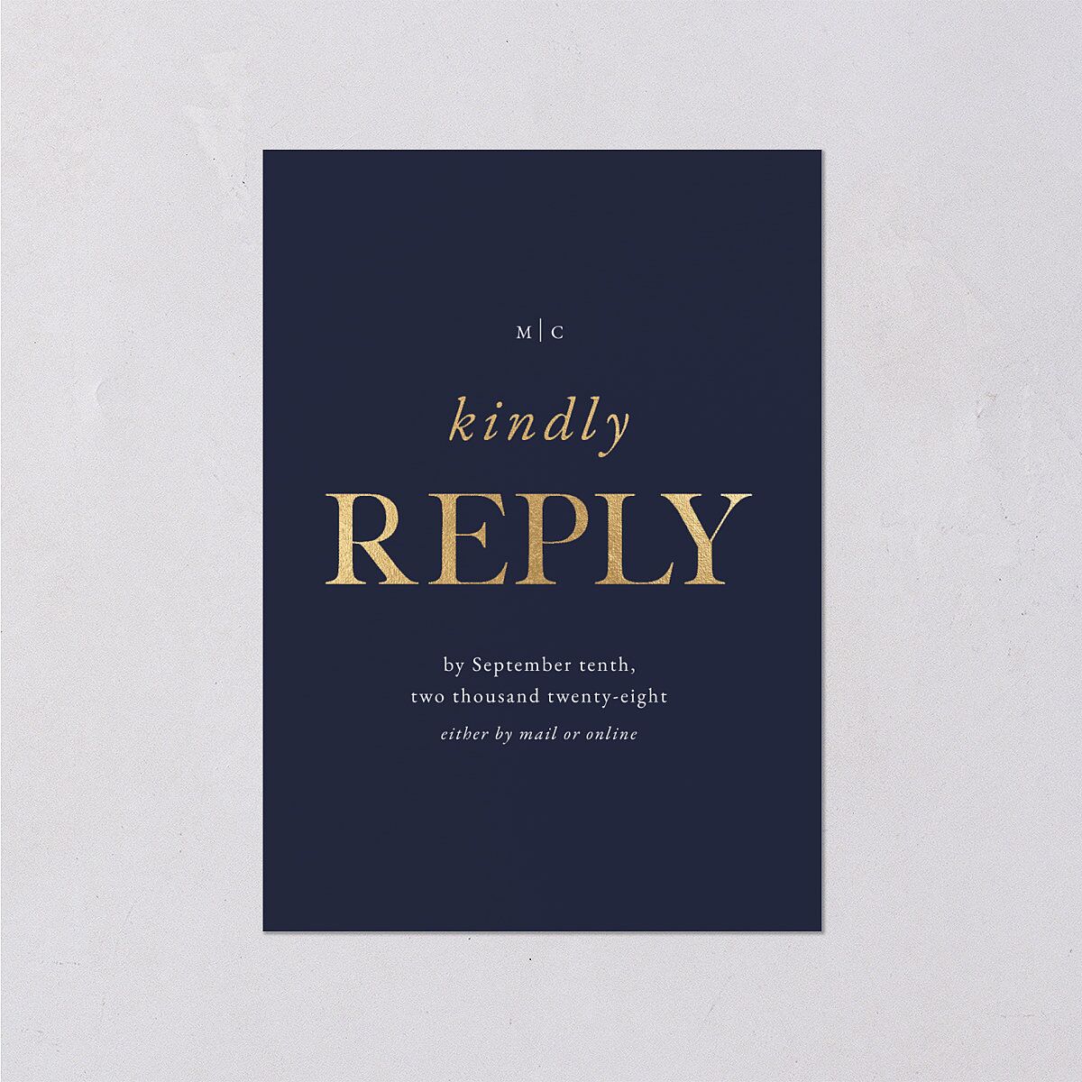 Classically Stated Wedding Response Cards Navy Gold Signature Standard