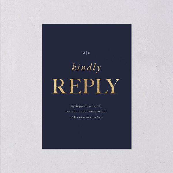 Classically Stated Wedding Response Cards Navy Gold Signature Standard