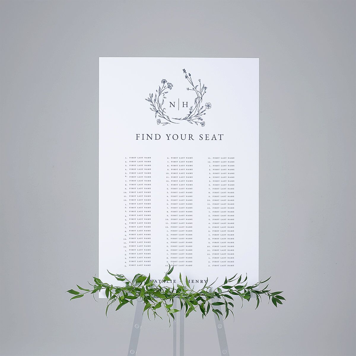 Natural Monogram Standard Seating Chart Large Midnight Navy Standard Indoor Foam Core L Seating
