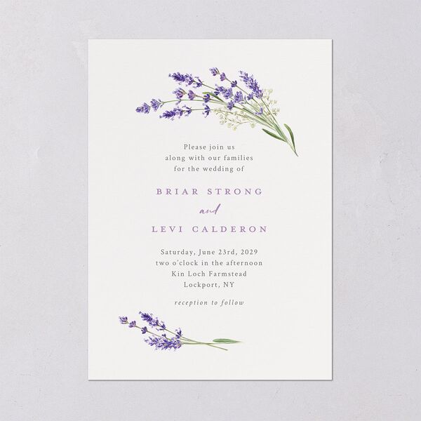 Elegant Farmhouse Lavender Wedding Invitations Ivory Signature Blank No Standard