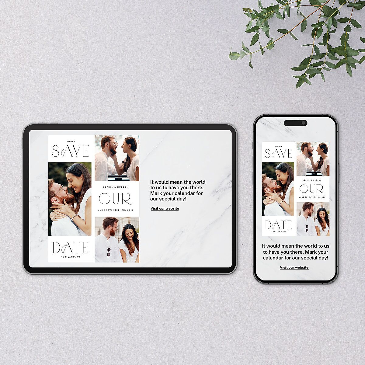 Beloved Union Digital Save the Date Cards Ocean Dusty Blue Lets Celebrate Standard