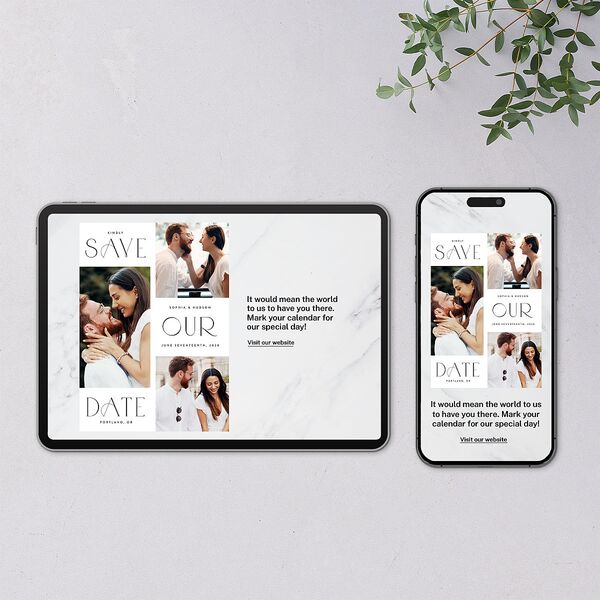 Beloved Union Digital Save the Date Cards Ocean Dusty Blue Lets Celebrate Standard