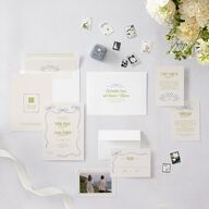 Modern Delicate Bows Wedding Invitations Peridot Signature Blank Standard No
