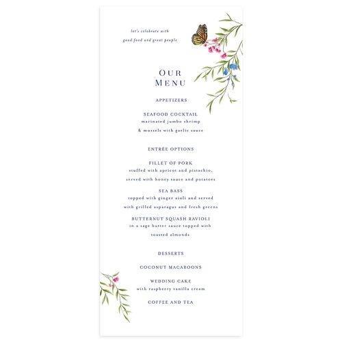 Rustic Butterflies Menus Sapphire Signature