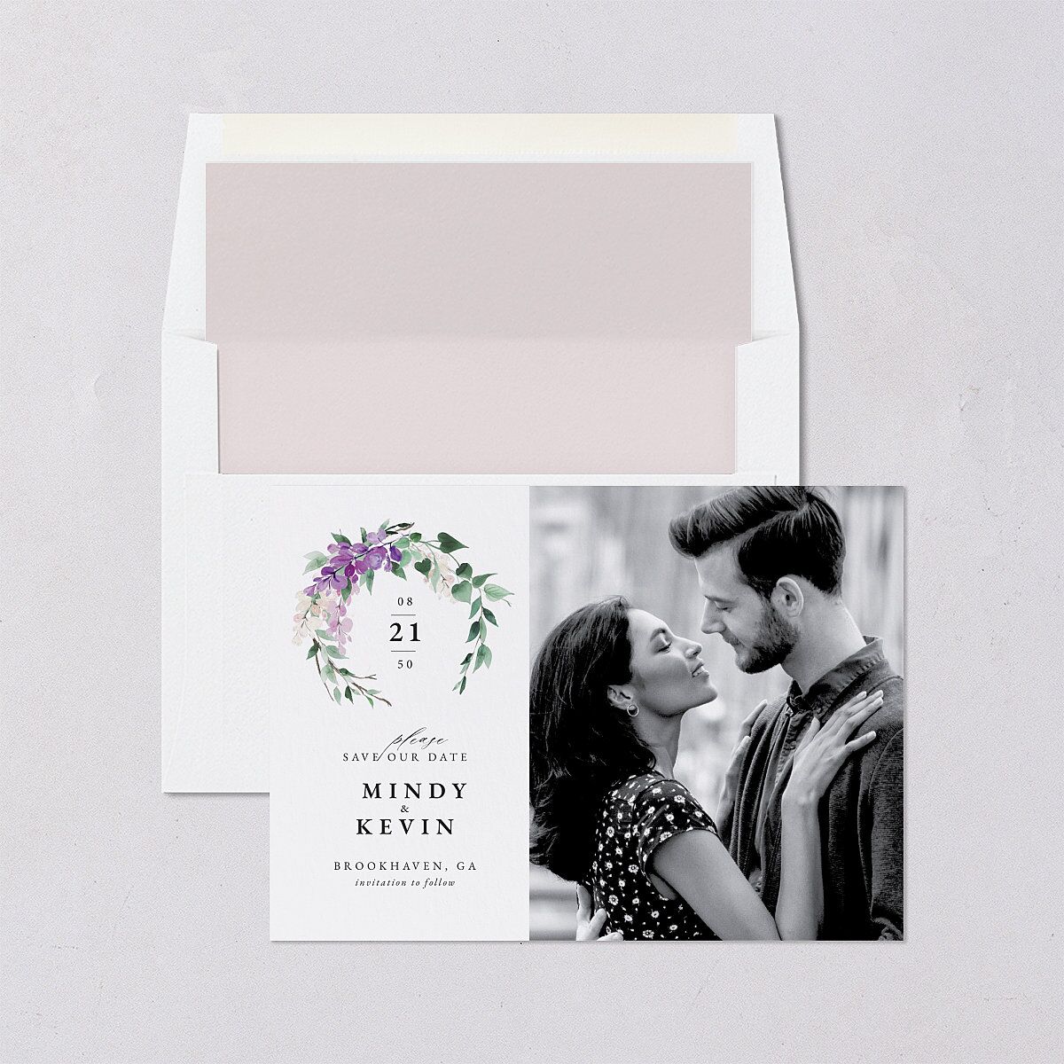 Romantic Wisteria Save The Date Cards — view 4