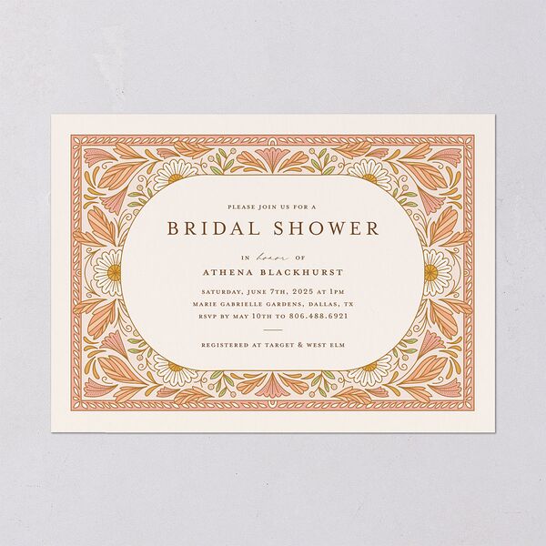 Intricate Vintage Bridal Shower Invitations Peach Pink Signature Blank
