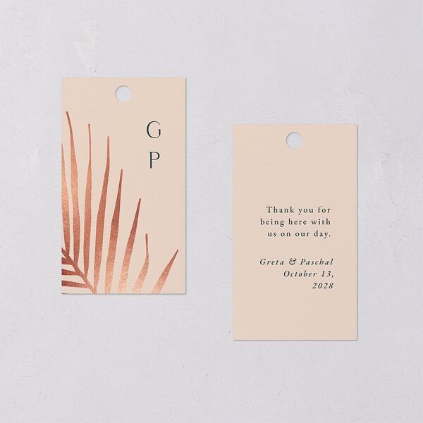 Lavish Palm Favor Gift Tags Rose Gold Deep Lake Signature