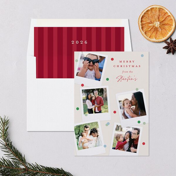Instant Film Christmas Confetti Holiday Cards Ivory Signature Blank Portrait Standard