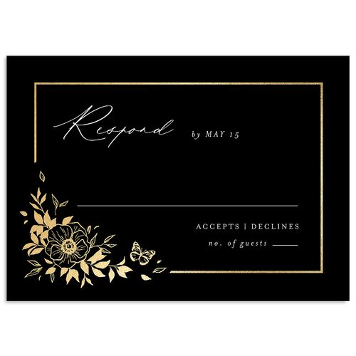 Baroque Garden Wedding Response Cards Gold Licorice Signature Standard