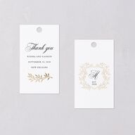 Formal Crest Favor Gift Tags Gold Pure White Signature