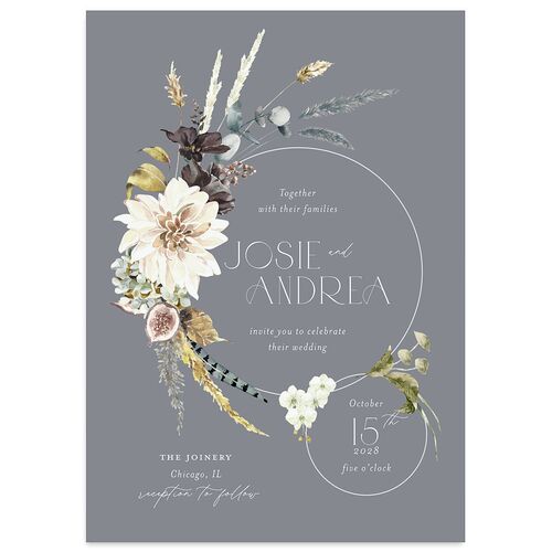 Eclectic Adornment Wedding Invitations Dusty Blue Signature Blank No Standard