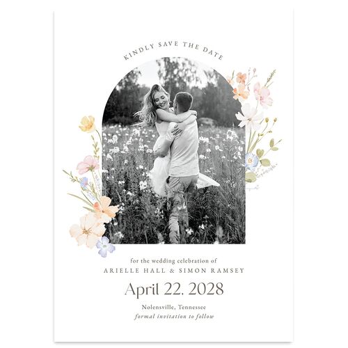 Wildflower Photo Save the Date Cards Lilac Signature smooth Blank No Standard