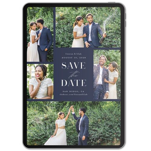 Portrait Gallery Digital Save the Date Cards Navy Marble Lets Celebrate Standard