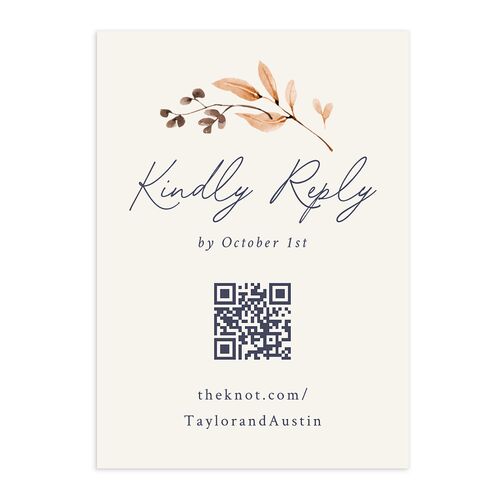 Leafy Garland Foil QR Code RSVP Cards Navy Signature Standard