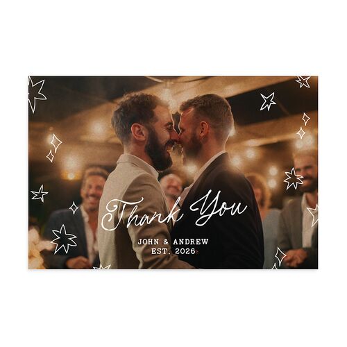 Hand Drawn Starry Christmas Photo Thank You Postcards Burgundy