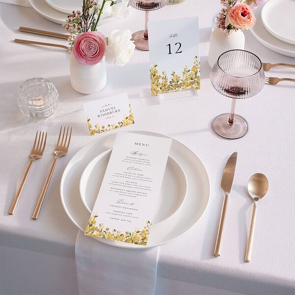 Delphinium Crest Menus Daffodil Signature