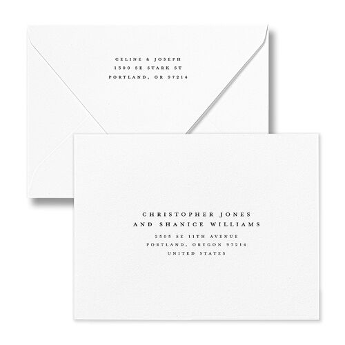 Classically Captured Photo Landscape Save the Date Magnet Euro Envelopes Midnight White Both Recipient and Return Addresses Luxe Signature