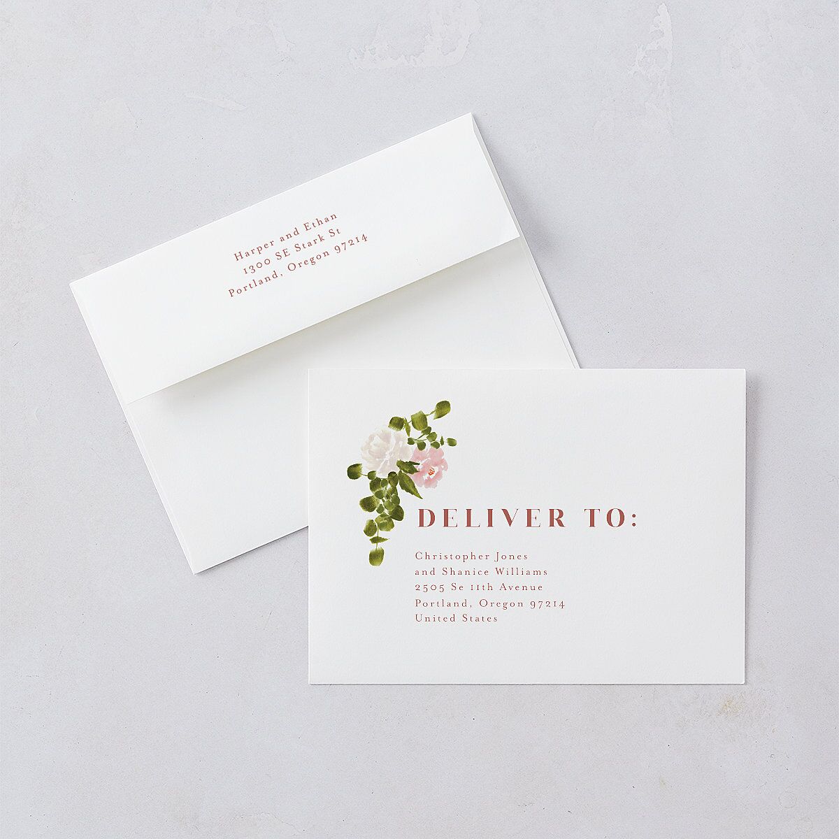 Fall Garland Save The Date Cards Rose Gold Peony Signature smooth Blank No Standard