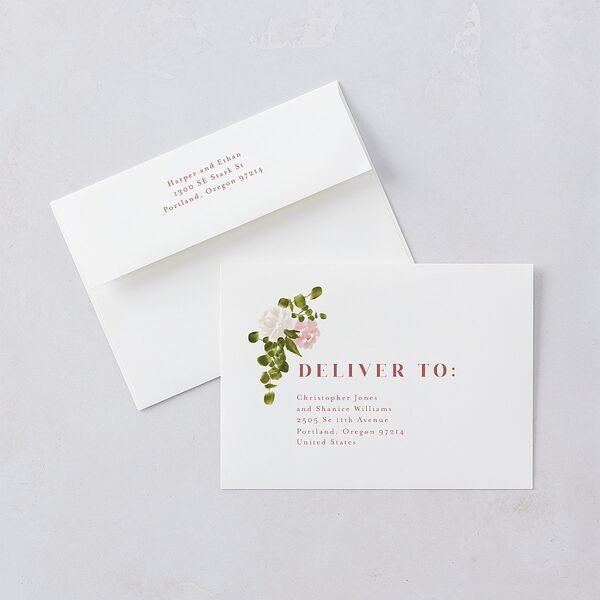 Fall Garland Save The Date Cards Rose Gold Peony Signature smooth Blank No Standard
