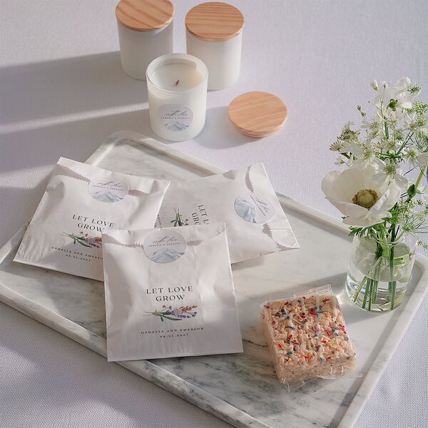 Mountain Wildflowers Wedding Stickers Dusty Blue Soft Square