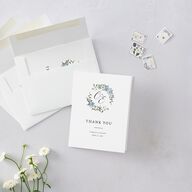 Floral Monogram Thank You Cards Dusty Blue