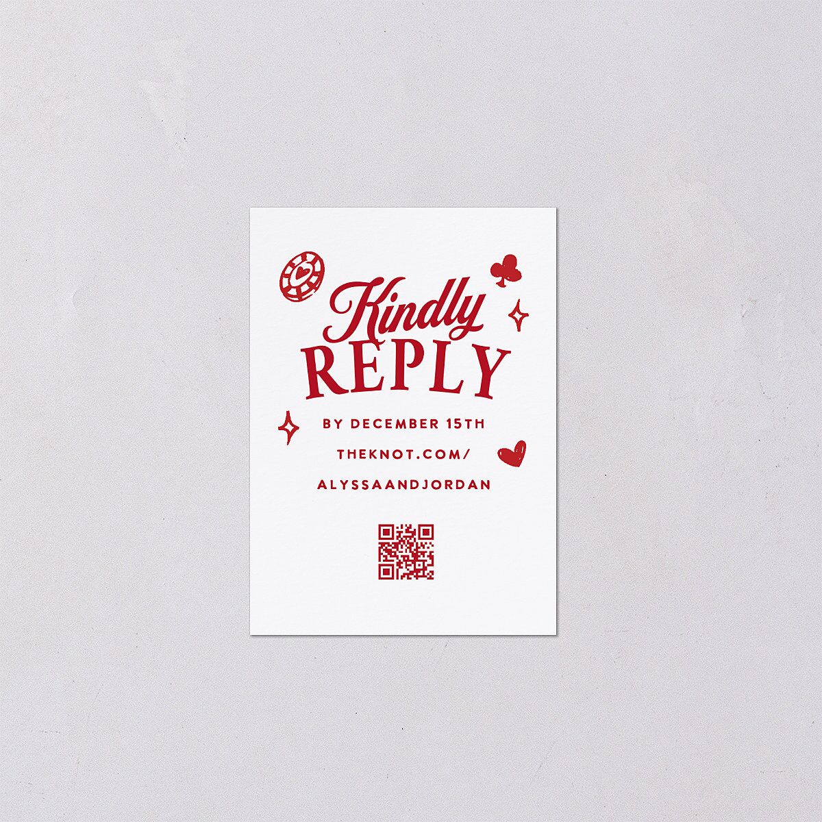 Hand Drawn Las Vegas Hearts QR Code RSVP Cards Ruby Signature Standard