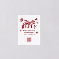 Hand Drawn Las Vegas Hearts QR Code RSVP Cards Ruby Signature Standard