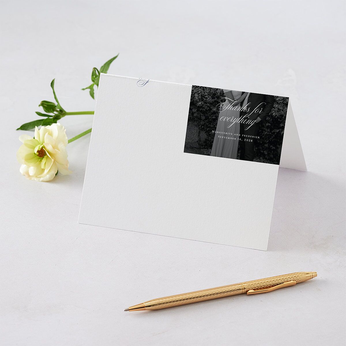 Elegant Rose Crest Thank You Cards — view 1