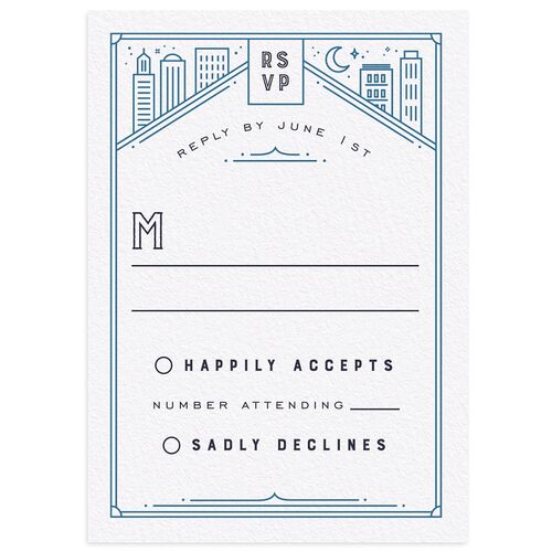 Iconic City Wedding Response Cards Moody Blue Signature Standard