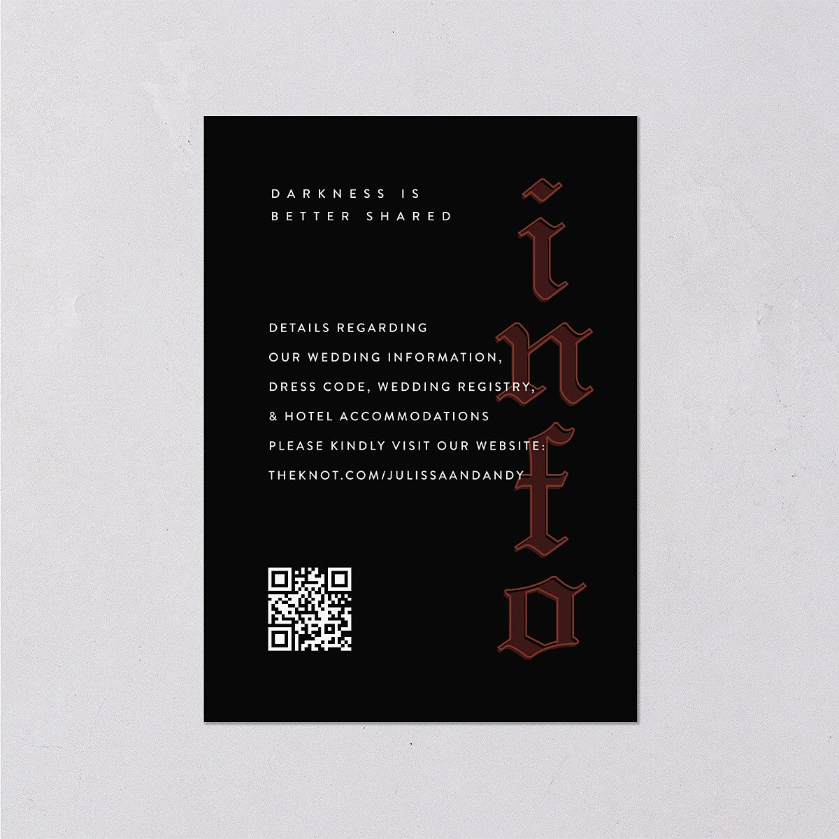 Editorial Gothic Till Death Wedding Enclosure Cards Charcoal Signature Standard