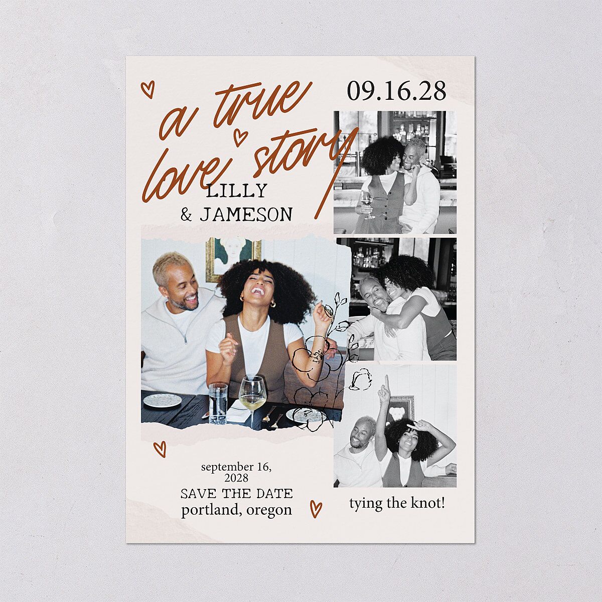 Mood Board Save the Date Cards Linen Signature smooth Blank No