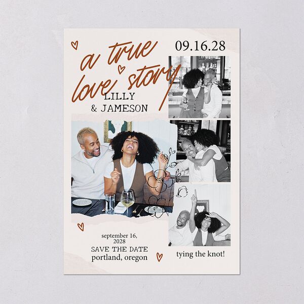 Mood Board Save the Date Cards Linen Signature smooth Blank No