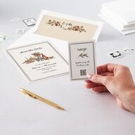 Hand Drawn Tablescape QR Code RSVP Cards Linen Signature