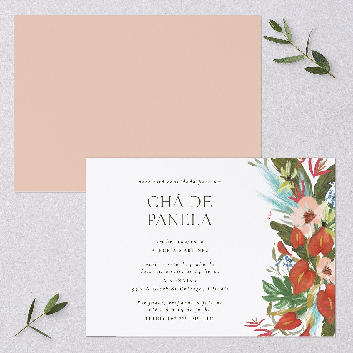 Flores Tropicais Bridal Shower Invitations — view 1