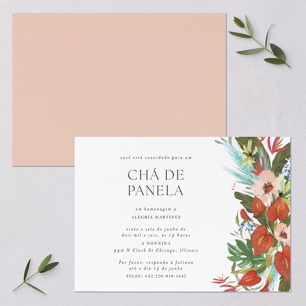 Flores Tropicais Bridal Shower Invitations Red Clay Signature Blank