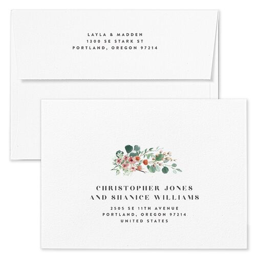 Rustic Greenery Wedding Invitation Envelopes Rose Rose Gold Both Recipient and Return Addresses Standard Signature