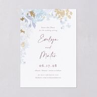 Hydrangea Garden Save The Date Cards Gold Slate Signature smooth Blank No Standard
