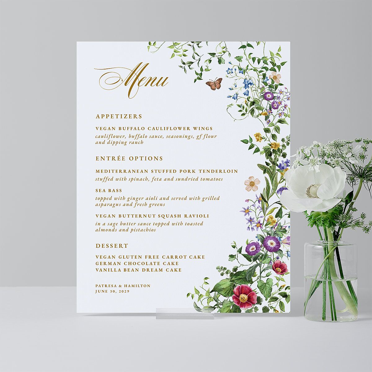 Opulent Garden Standard Menu Tabletop Sign Small Scottish Green Standard Indoor Foam Core S Tabletop Menu