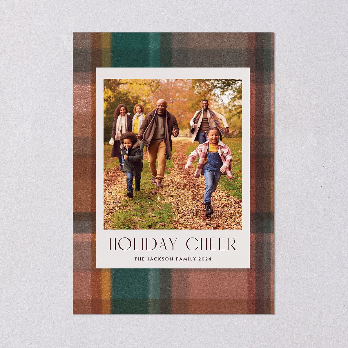 Cozy Plaid Holiday Holiday Cards Forest Signature Blank