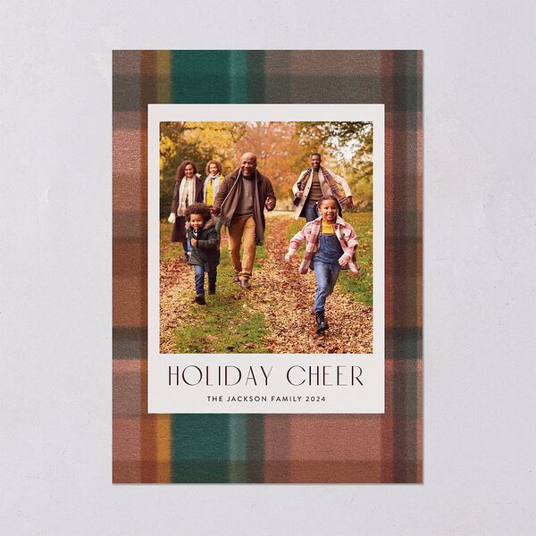 Cozy Plaid Holiday Holiday Cards Forest Signature Blank