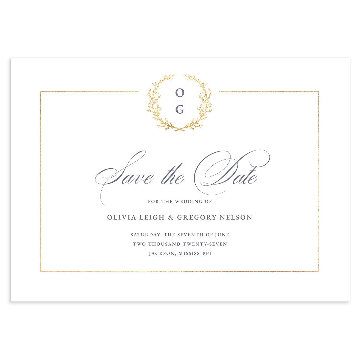 Gilded Wreath Save the Date Cards
