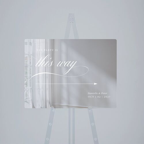 Photo Vow Mirrored Acrylic Direction Sign Medium Pure White Mirrored Acrylic M Direction Standard