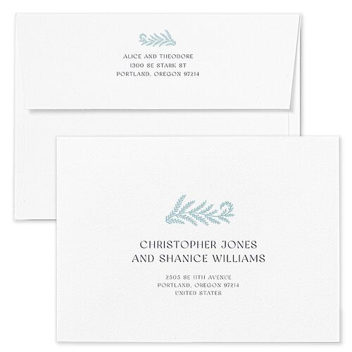 Woodland Whimsy Bridal Shower Invitation Envelopes White Dark Navy Both Recipient and Return Addresses Signature Standard