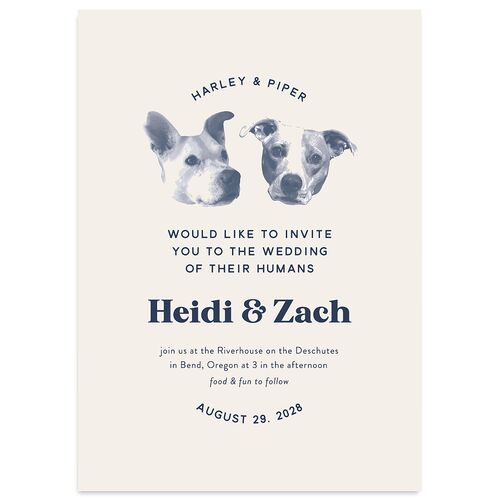 Custom Pet Portrait Wedding Invitations Midnight Navy Signature Blank Standard