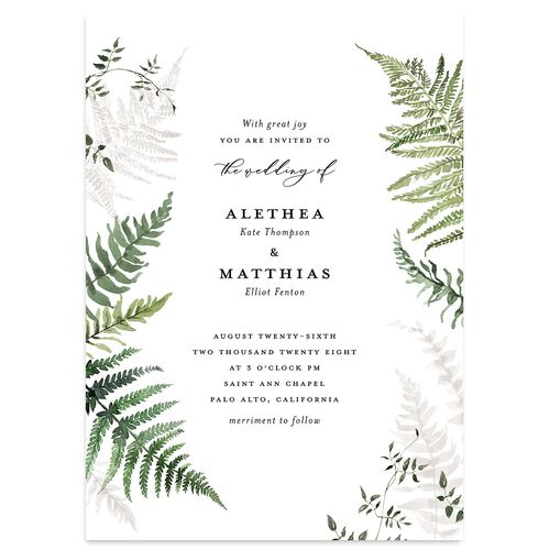 Woodsy Ferns Wedding Invitations Pure White Signature Blank No Standard