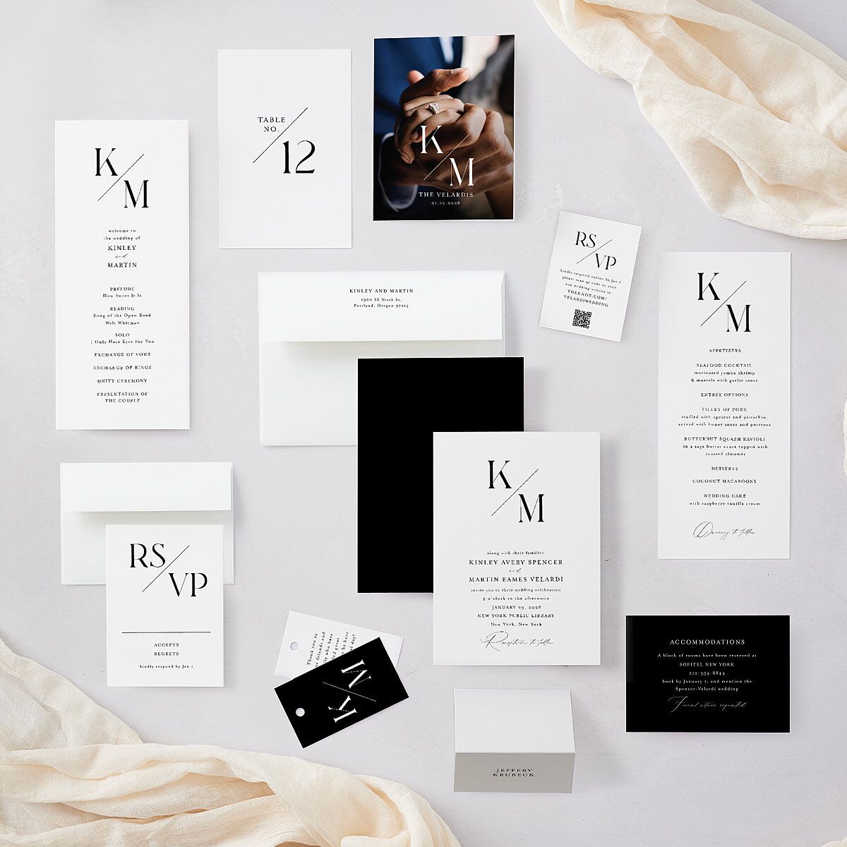 Monogram Slant Wedding Response Cards Licorice Signature Standard