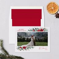 Holiday Botanical Holiday Cards Crimson Signature Blank Landscape Standard