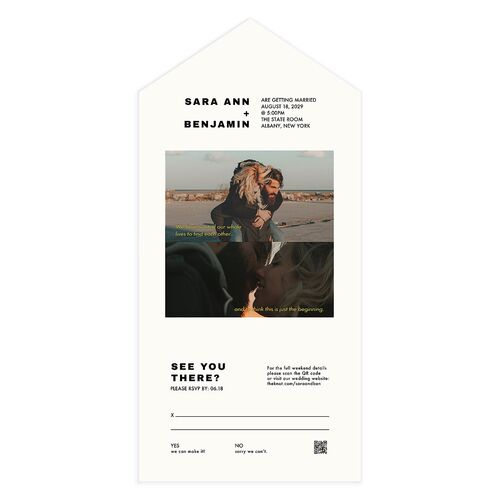 Cinematic Love Story All-in-One Wedding Invitations Pure White Signature Light Both Recipient and Return Addresses No