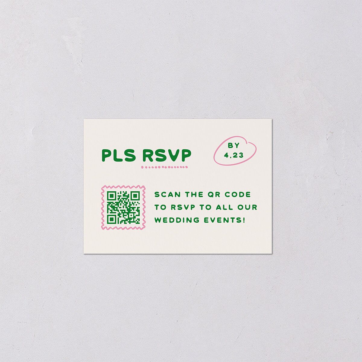 Whimsically Retro Handwritten Note QR Code RSVP Cards Kelly Green Signature Standard