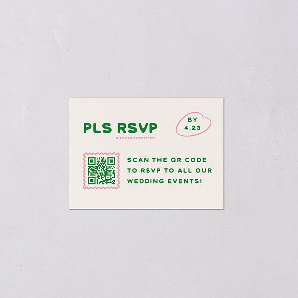 Whimsically Retro Handwritten Note QR Code RSVP Cards Kelly Green Signature Standard